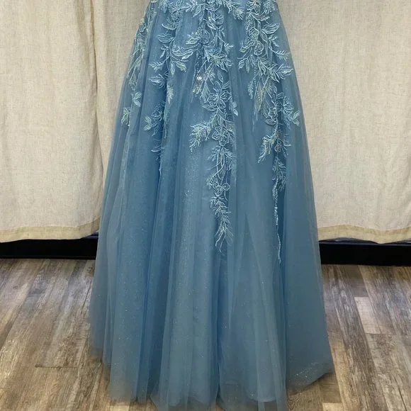 NEW LONG OFF THE SHOULDER SLEEVELESS A-LINE DRESS WITH OPEN ZIPPER BACK NX E1129 - Picture 8 of 8